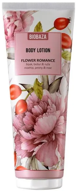 Biobaza Flower Romance Loțiune de corp cu trandafir, bujor și măceș, 250 ml
