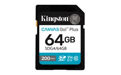 Card de memorie Kingston Canvas Go! Plus SDXC, 64 GB, Clasa 10