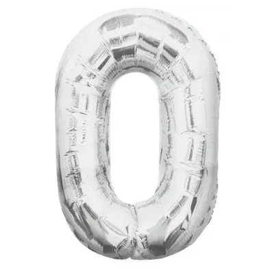 Balon folie cifra, model gigant, culoare argintiu, inaltime 74 cm