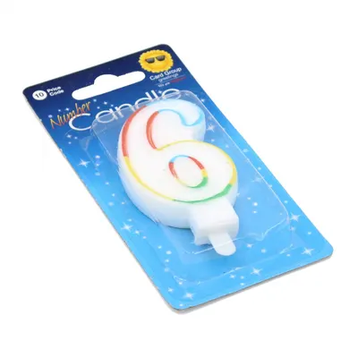 Lumânare aniversară multicoloră cifra 6