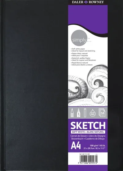 Caiet de schițe Daler-Rowney Simply - A4, 54 foi, copertă tare