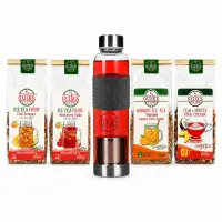 Starter Kit Ice Tea – sticlă cu infuzor + 4 ceaiuri pentru infuzare la rece