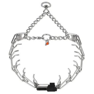 Zgarda de dresaj ULTRA-PLUS cu lant si inchidere ClicLock, inox negru - 60 cm - 3.2 mm