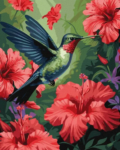 Set pentru pictură după numere Ideyka - Colibri, 40 x 50 cm