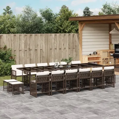 Gossi set mobilier de gradina cu perne, 17 piese, maro, poliratan