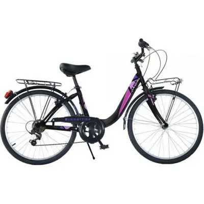 Bicicleta copii 11 ani+, 26 inch, City Summertime Negru, Dino Bikes DB604R04BK