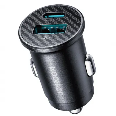 Incarcator Auto Joyroom JR-CCN16 Mini, 12W, 2.4A, 1 x USB-A - 1 x USB-C, Negru