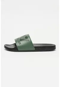 Papuci cu logo - Negru/Verde feriga