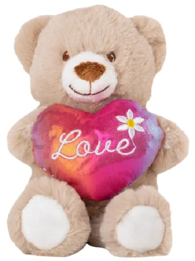 Jucărie de pluș Amek Toys - Ursuleț de pluș cu inimă de cameleon, maro, 16 cm