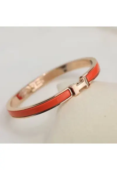 Bratara subtire otel inoxidabil placat cu aur 14K - portocalie - diametru 6.5cm