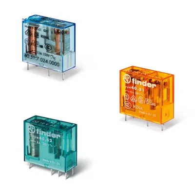 Releu miniaturizat implantabil (PCB) - 2 contacte, 8 A, C (contact comutator), 21 V, Standard, Sensibila in C.C., AgNi, PCB/fișabil 5 mm intre pinii contactului, Niciuna