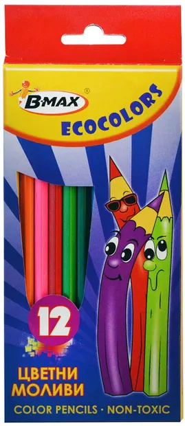 Creioane colorate B-Max - Ecocolor, 12 culori