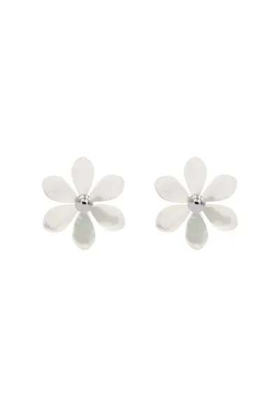 Cercei Flowers cu sidef placati cu argint