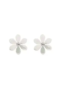 Cercei Flowers cu sidef placati cu argint