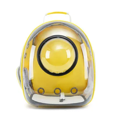 Rucsac pentru transport pisici, cu hublou, galben, 41 x 32 x 25 cm