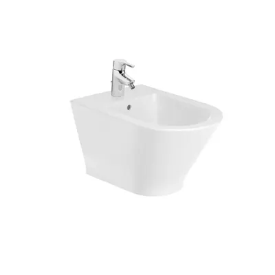 Bideu Roca The Gap Round A3570N6000, suspendat, cu orificiu pentru baterie standard, Alb
