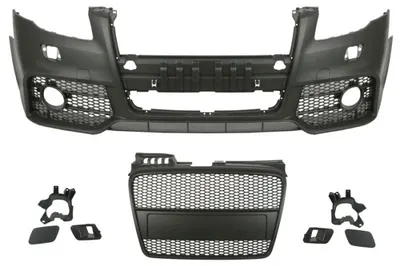 Bara Fata, RS Type, cu grilaje, cu gauri pentru lampa de ceata, cu gauri pentru spalator de faruri, negru grund potrivit AUDI A4 B6, A4 B7 11.04-06.08