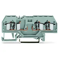 3-conductor carrier terminal block; for DIN-rail 35 x 15 and 35 x 7.5; 4 mm²; CAGE CLAMP®; 4,00 mm²; gray