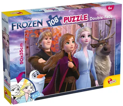 Puzzle cu două fețe Lisciani de colorat din 108 piese - Regatul Înghețat 2