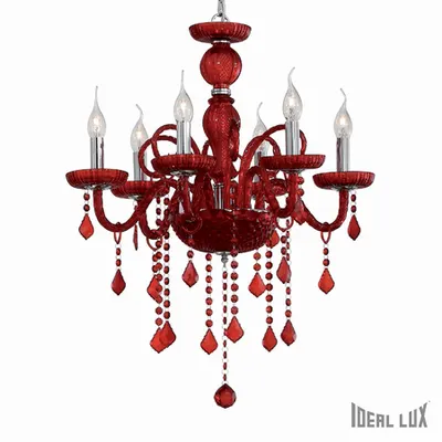 candelabru Giudecca, 6 becuri, dulie E14, D:580 mm, H:700/1350 mm, Rosu