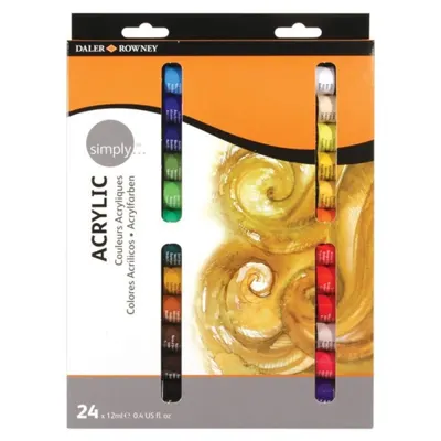 Set 2 x Culori Acrilice Simply Daler Rowney, 24 Tuburi x 12 ml