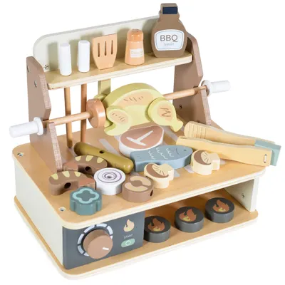 Set de joacă Moni Toys - Gratar din lemn, 26 piese