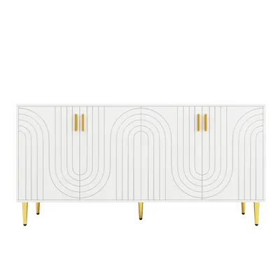 Comodă elegantă cu design unic cu valuri, Alb | Aosom Romania