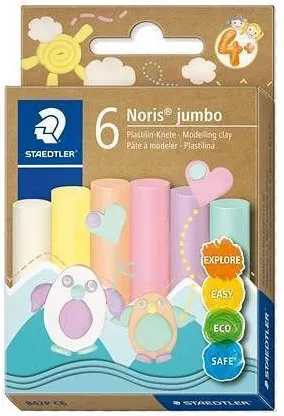 Plastilină Staedtler Noris Jumbo - 6 piese, pasteluri