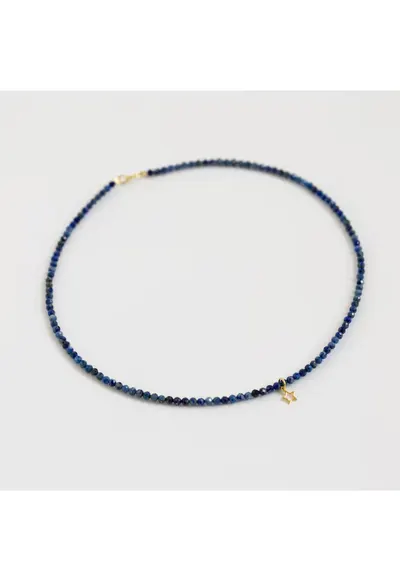 Colier realizat din pietre semipretioase lapis lazuli - accesorii argint925 placat cu aur