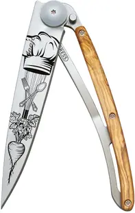 Cuțit de buzunar Deejo Olive Wood - Chef, 37 g