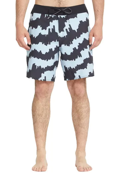 Pantaloni scurti de baie cu buzunar cu fermoar si model grafic