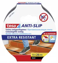 Bandă antiderapantă Tesa – Extra Resistant, 5 m x 25 mm, neagră