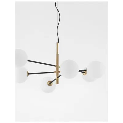 Lampa suspendata VITRA Satin Auriu Negru Metal Alb Opal Sticla LED G9 6x5 Wat 220 Volt IP20 Fara bec