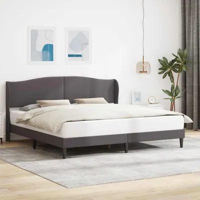 vidaXL Cadru de pat cu headboard Gri 200 x 200 cm Piele artificială