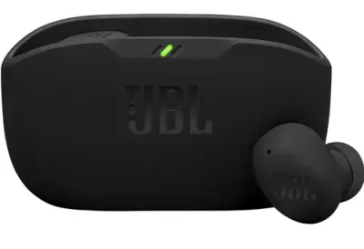 Casti True Wireless JBL Wave Buds 2, Bluetooth, ANC, MultiPoint, IP54, Autonomie 40 ore, Negru