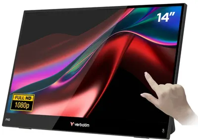 Monitor Verbatim - Portabil cu ecran tactil, 14'', FHD, ușor, negru