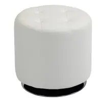 HOMCOM Suport pentru picioare living rotativ la 360°, ottoman rotund tapițat în PU cu bază din oțel, Ø 45,5 x 44,5 cm, alb | Aosom Romania