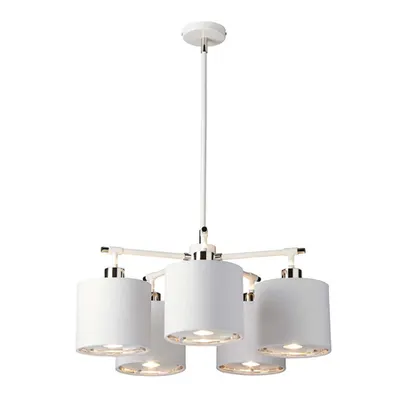 Corp de iluminat suspendat, lustra Balance 5 Light Chandelier – White and Polished Nickel