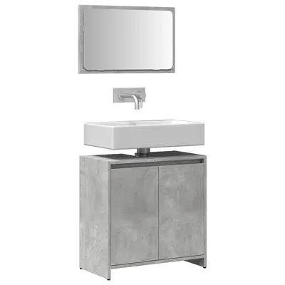 Gossi set mobilier de baie, 2 piese, gri beton, lemn compozit