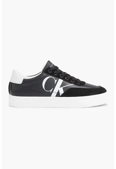 - Pantofi sport de piele cu garnituri de piele intoarsa - Negru