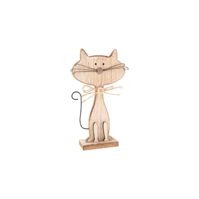 Decorațiune din lemn în formă de pisică Dakls Cats, înălțime 18 cm