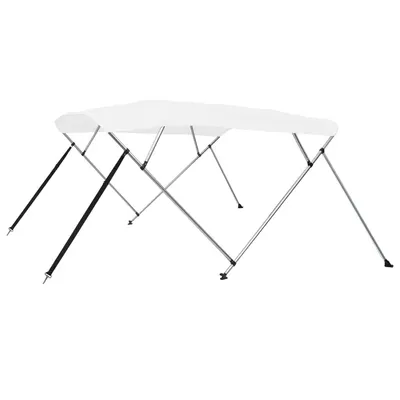 vidaXL Parasolar barcă Bimini cu 4 arcuri, alb, 243x196x137 cm
