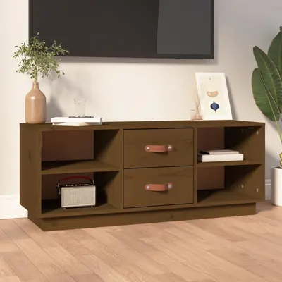 vidaXL Comodă TV, maro miere, 100x34x40 cm, lemn masiv de pin