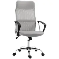 HOMCOM Scaun Ergonomic de Birou Rotativ, Înălțime Reglabilă și Spătar din Plasă, 63x65x109-119 cm, Gri Deschis | Aosom Romania