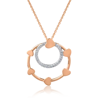 Lant cu pandantiv din aur alb-roz cu diamante de 0.2ct