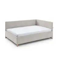Pat pentru copii bej pe colț tapițat cu spațiu de depozitare cu somieră 120x200 cm Cool – Meise Möbel
