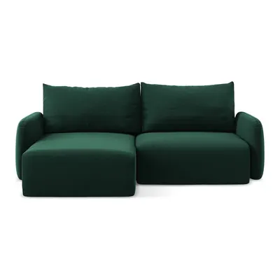 Colțar verde închis extensibil/cu spațiu de depozitare cu tapițerie din catifea (cu colț pe partea stângă/cu șezlong) Kalena – Makamii