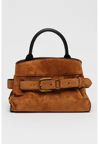 Geanta crossbody din piele intoarsa The Small Satchel - Caramel