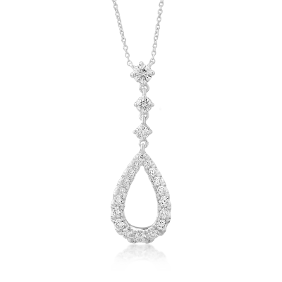 Lant cu pandantiv din aur alb cu diamante de 0.46ct
