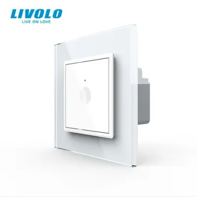 Intrerupator tactil simplu, cap scara / cruce, ZigBee, rama sticla Alb